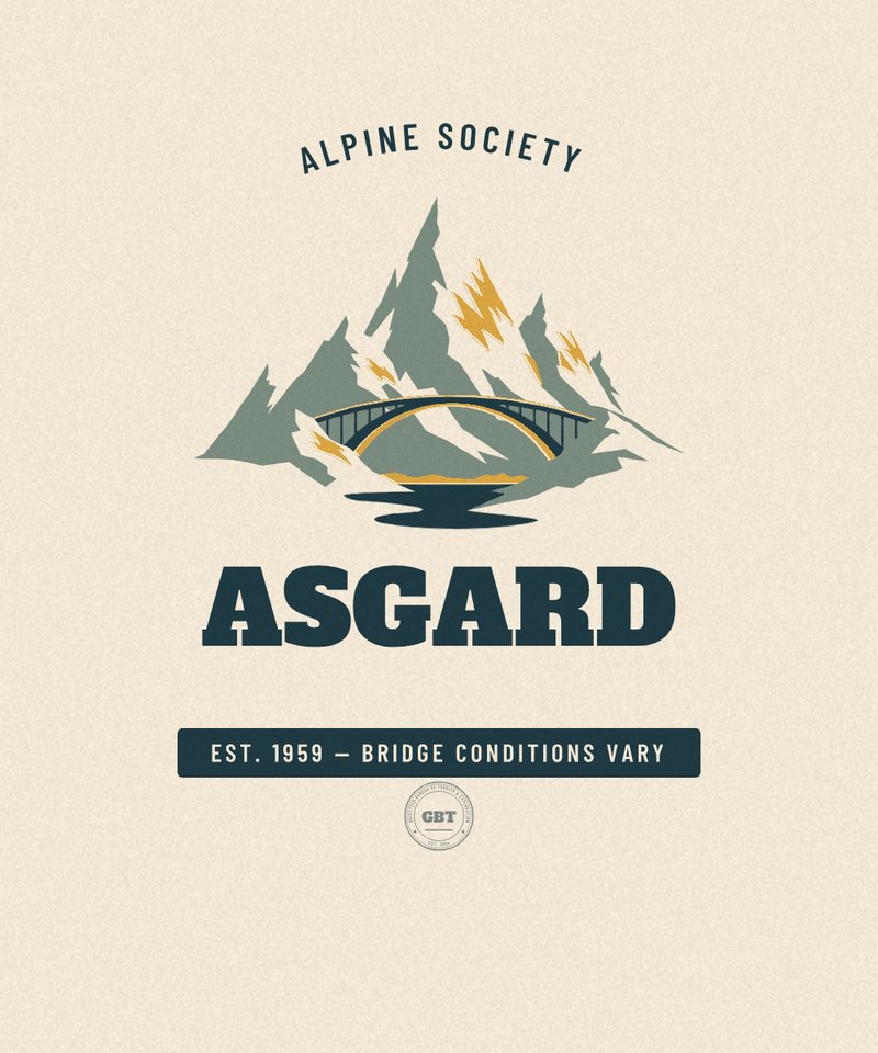 Asgard Alpine Society badge, issued EST. 1959 by the Gazetteer Bureau
