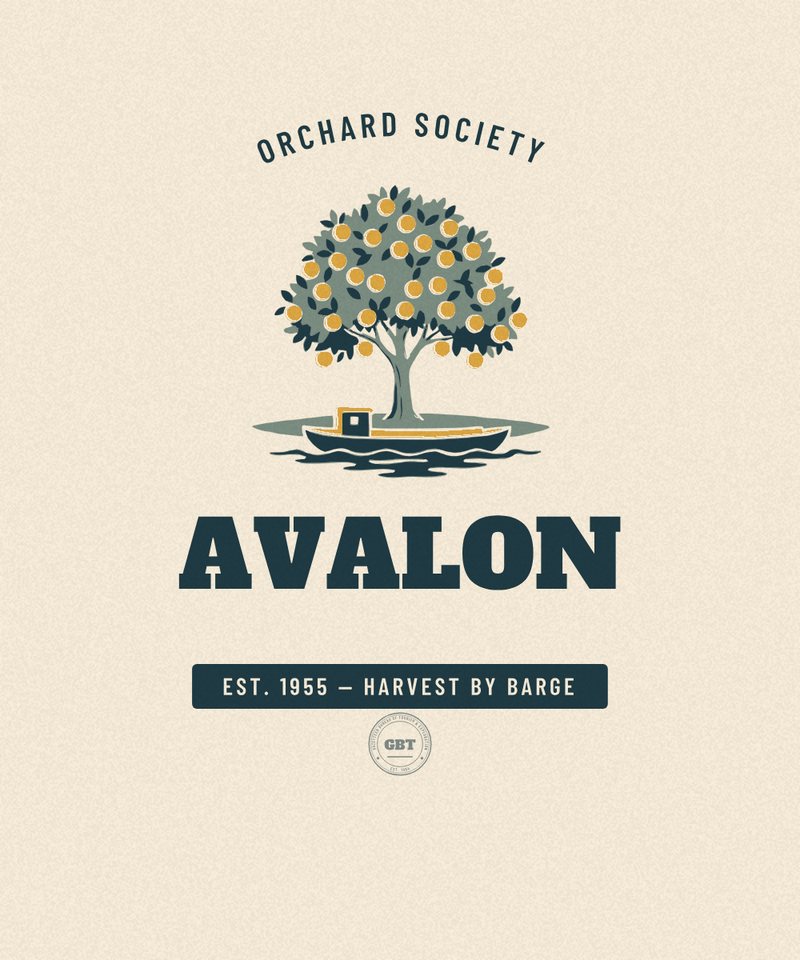 Avalon Orchard Society badge, issued EST. 1955 by the Gazetteer Bureau