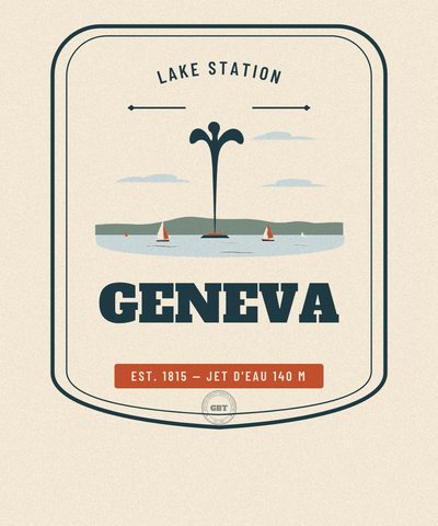 Insignia Geneva, Lake Station, emitida por el Gazetteer Bureau