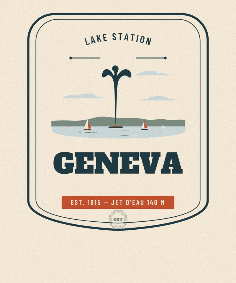 Geneva Lake Station badge, issued EST. 1815 by the Gazetteer Bureau