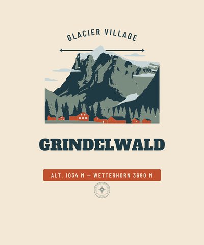 Insignia Grindelwald, Glacier Village, emitida por el Gazetteer Bureau