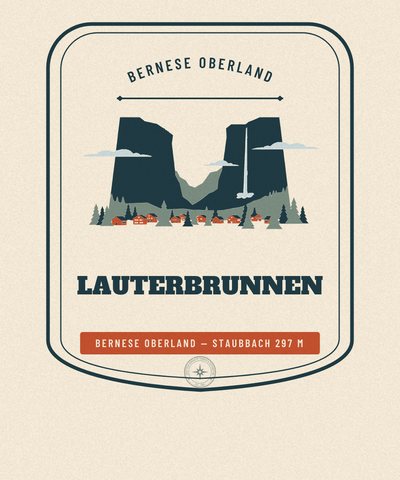 Insignia Lauterbrunnen, Bernese Oberland, emitida por el Gazetteer Bureau
