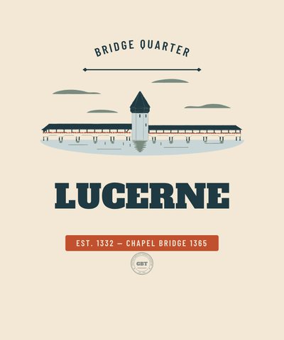 Insignia Lucerne, Bridge Quarter, emitida por el Gazetteer Bureau