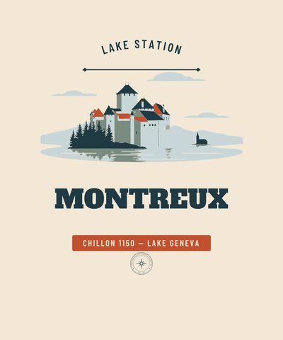 Insignia Montreux, Lake Station, emitida por el Gazetteer Bureau