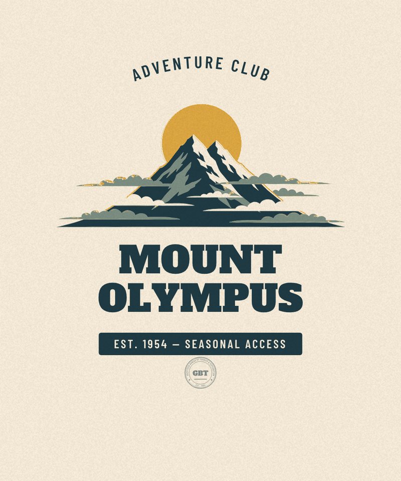 Mount Olympus Adventure Club badge, issued EST. 1954 by the Gazetteer Bureau