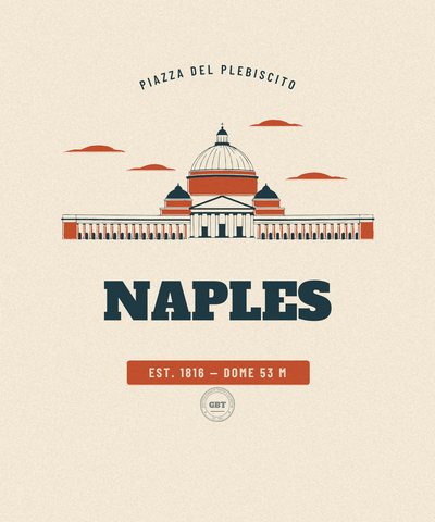 Naples Piazza del Plebiscito badge issued by the Gazetteer Bureau
