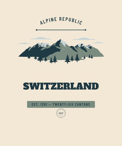 Insignia Switzerland, Alpine Republic, emitida por el Gazetteer Bureau