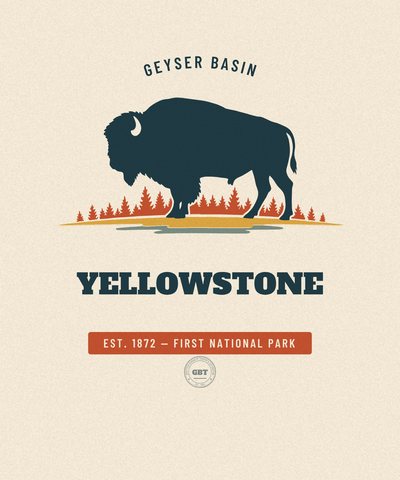 Yellowstone Geyser Basin badge issued by the Gazetteer Bureau