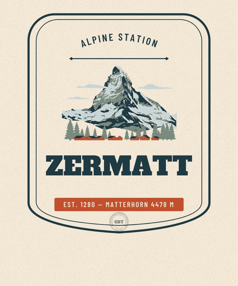 Zermatt Alpine Station badge, issued EST. 1280 by the Gazetteer Bureau
