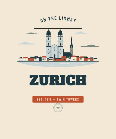 Insignia Zurich, On The Limmat, emitida por el Gazetteer Bureau